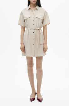 MANGO Belted Mini Shirtdress