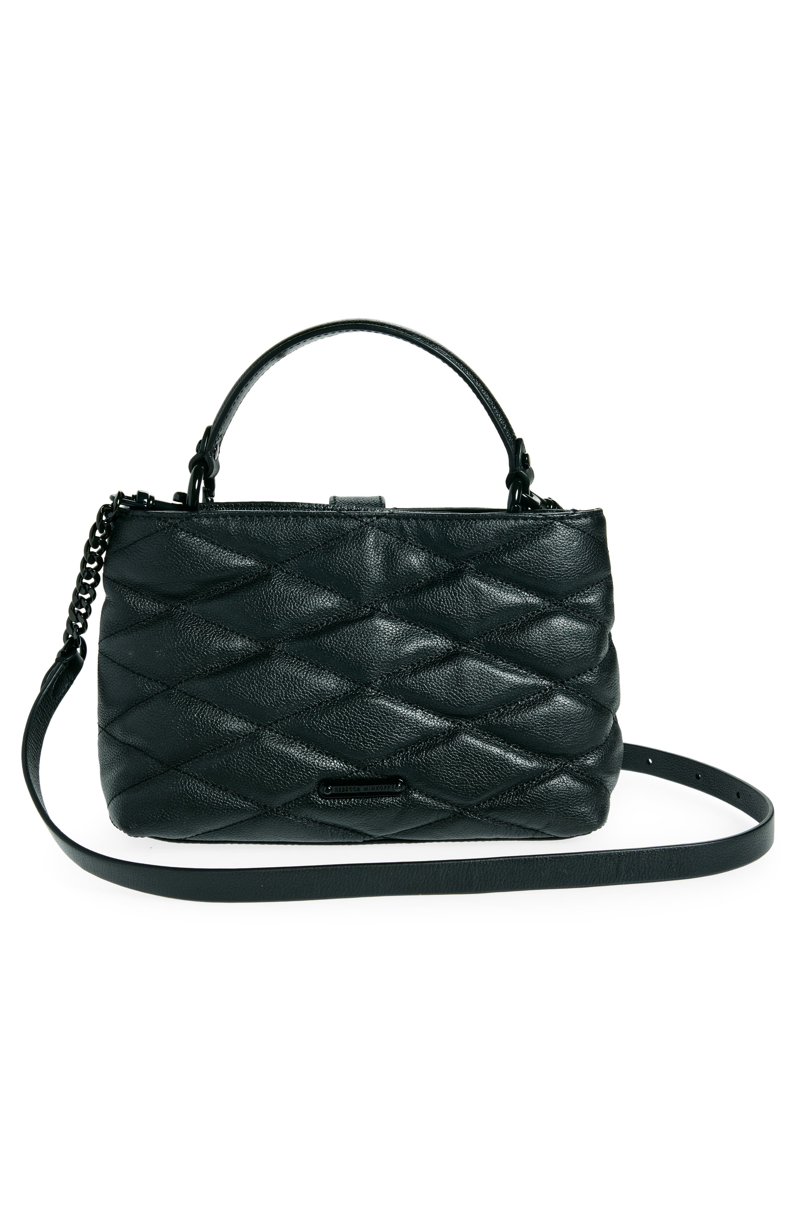 Rebecca Minkoff Edie Leather Top Handle Satchel, Alternate, color, Black