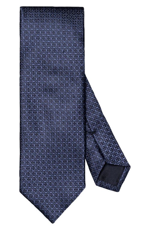 Eton Solid Geometric Jacquard Silk Tie In Dark Blue