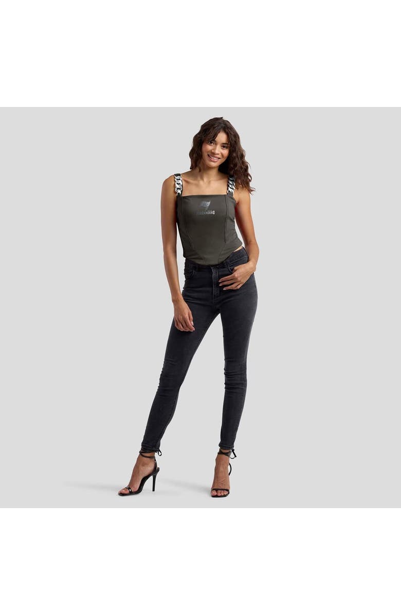 WEAR by Erin Andrews Women's WEAR by Erin Andrews x Gracie Hunt Pewter Tampa Bay Buccaneers Chain Link Corset Top, Alternate, color, 
