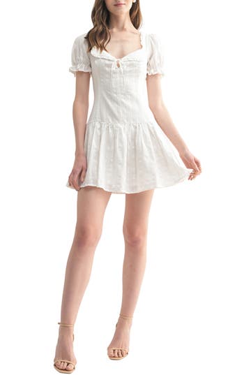 Lush Collar Detail Eyelet Minidress In White
