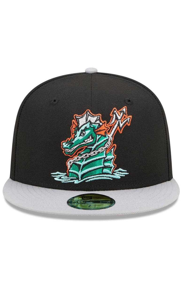 New Era Men's New Era Black/Gray Norfolk Tides Marvel x Minor League 59FIFTY Fitted Hat, Alternate, color,