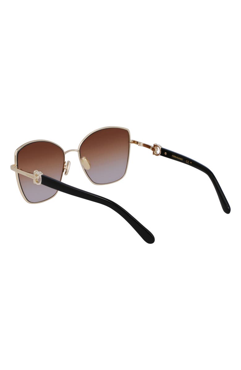FERRAGAMO Gancini Tea Cup 60mm Gradient Butterfly Sunglasses, Alternate, color, Gold/ Brown Gradient