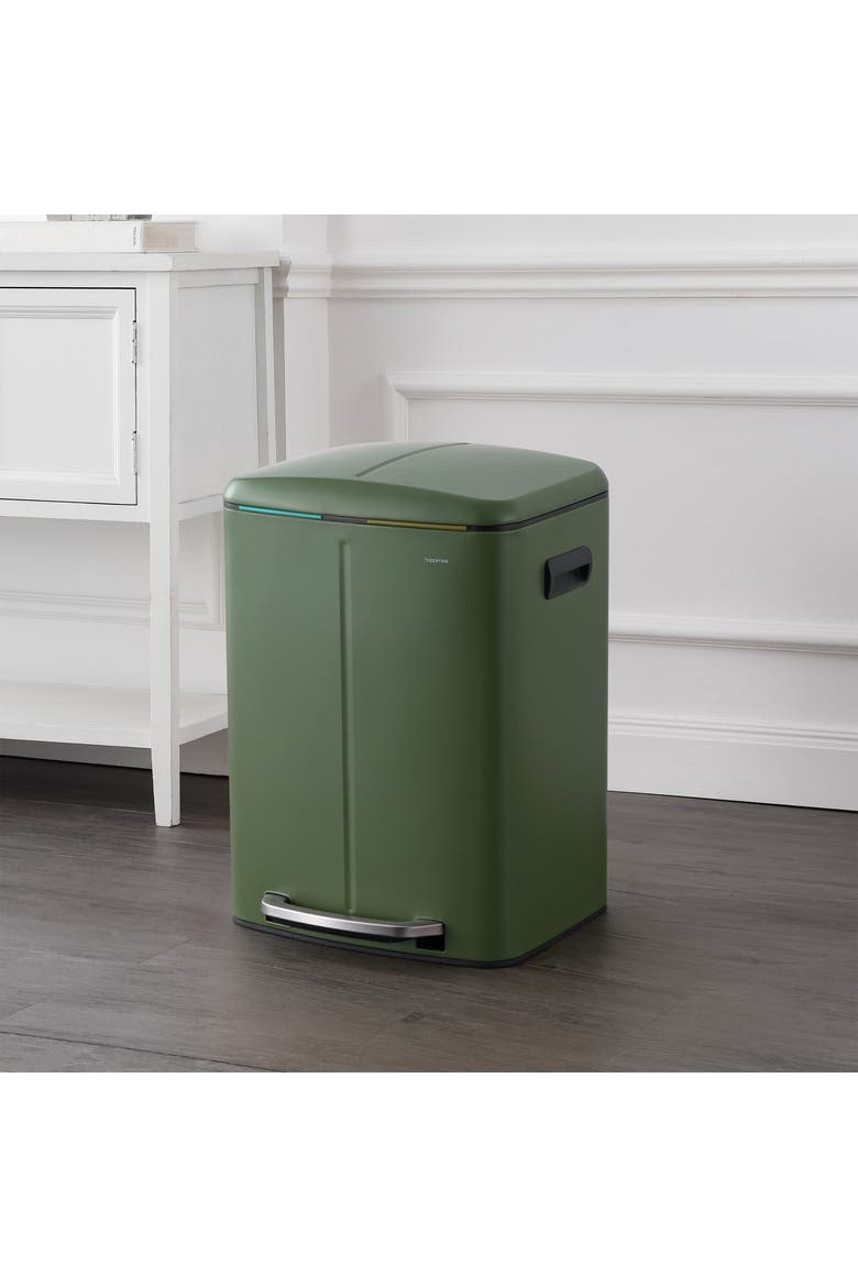 Marco Rectangular Dual Compartment Trash Can with Soft-Close Lid, Alternate, color, Pine Green