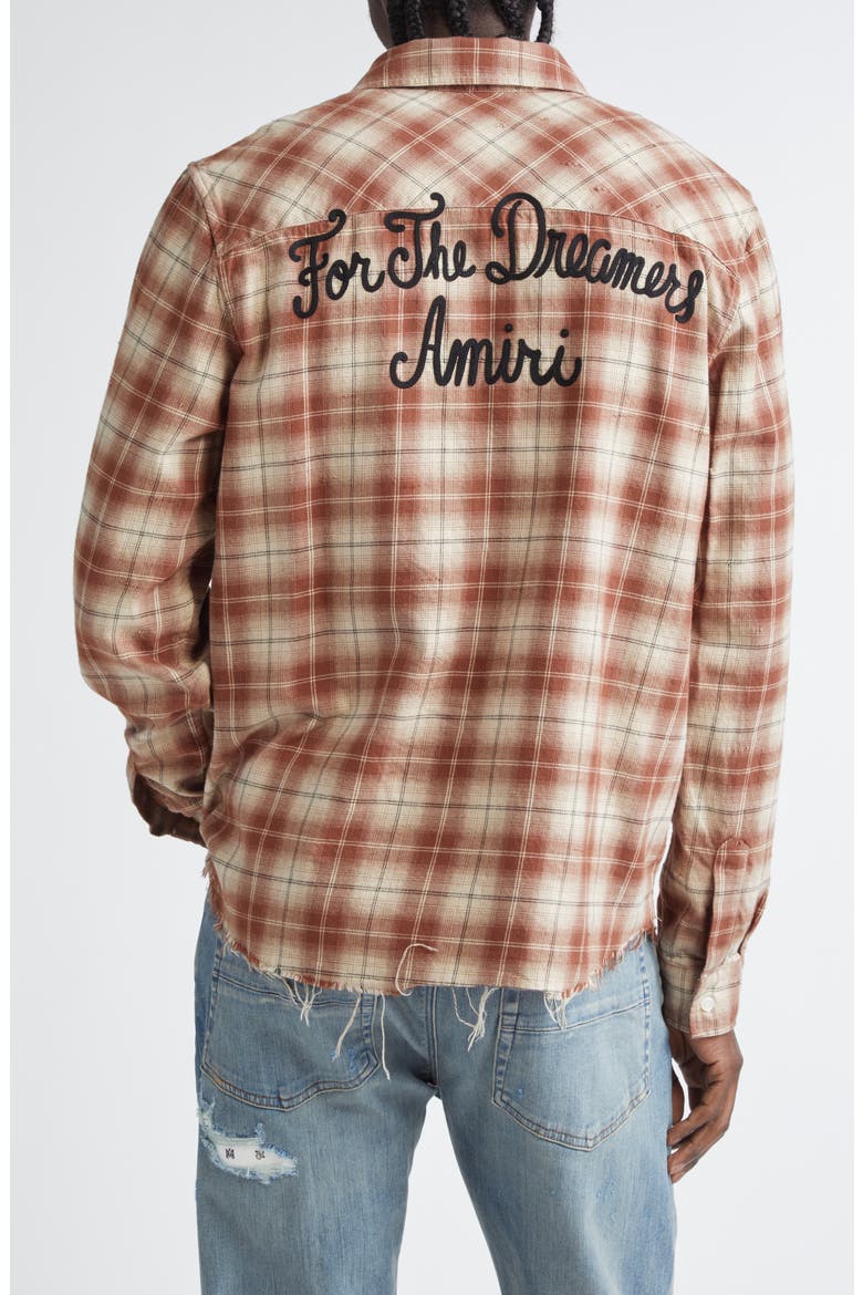 Shotgun Distressed Plaid Flannel Button-Up Shirt, Alternate, color, CHOCOLATE