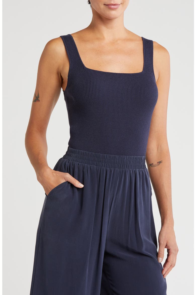 Rib Knit Sleeveless Sweater, Main, color, NAVY