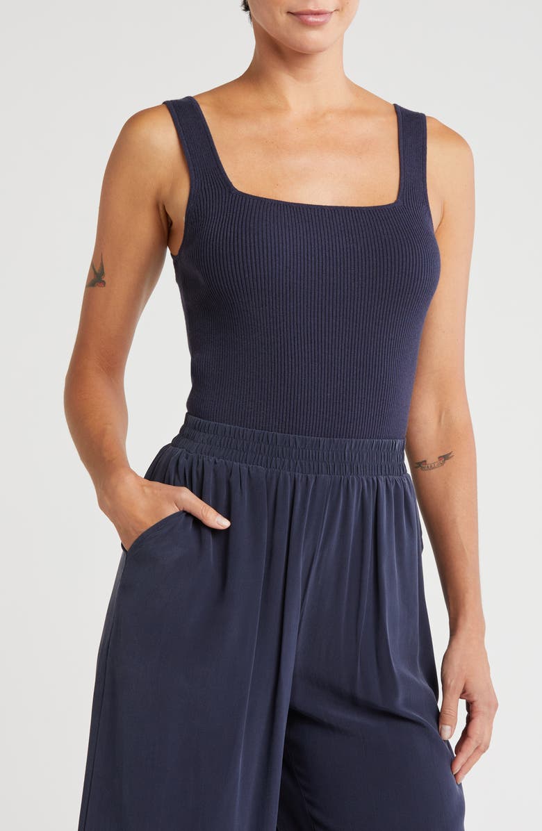 Splendid Rib Knit Sleeveless Sweater, Main, color, Navy