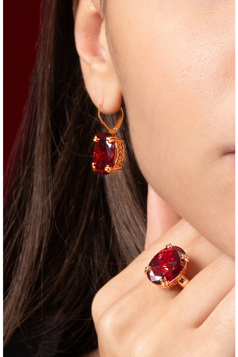 Cherry Glow Earrings, Alternate, color, Red & Gold