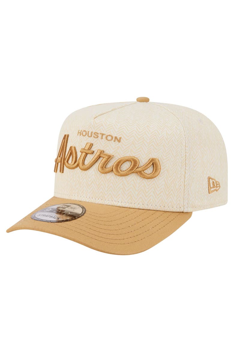 Men's New Era  Cream Houston Astros Herringbone 9FIFTY A-Frame Snapback Hat, Alternate, color, Cream