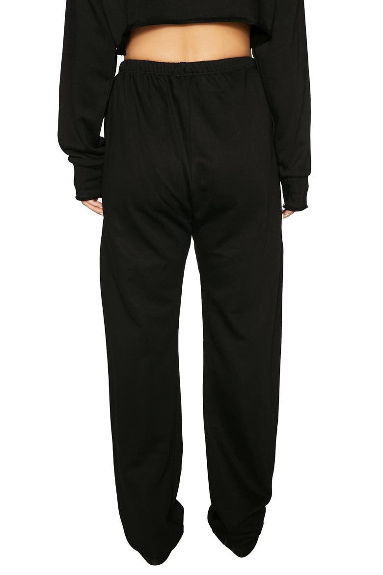 Relax French Terry Wide Leg Pants, Alternate, color, BLACK