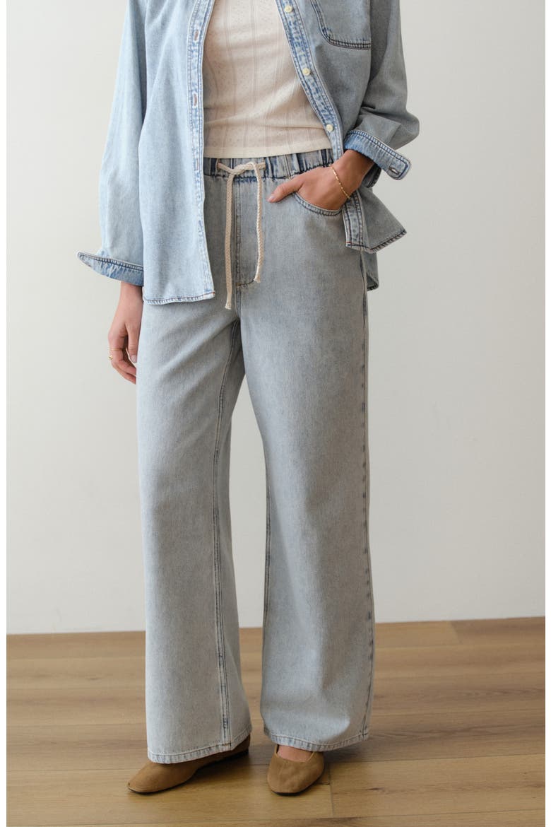 Ella Wide Leg Drawstring Jeans, Alternate, color, LIGHT WASH