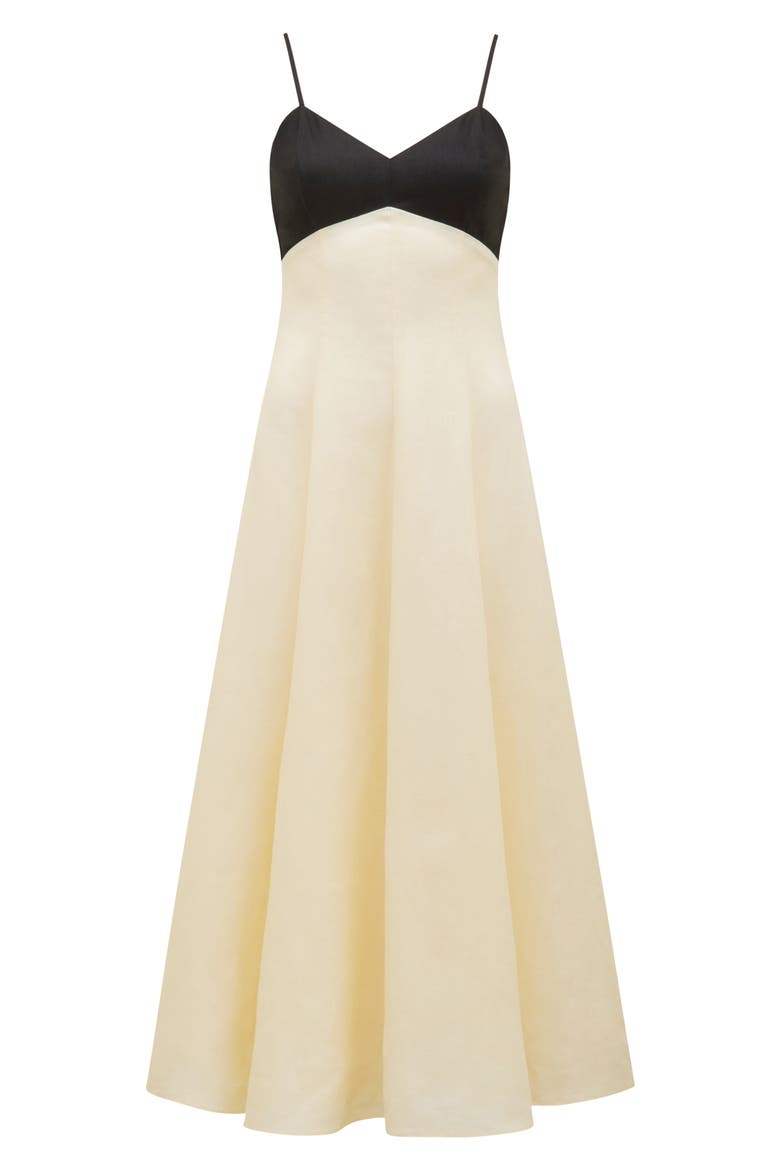 Ada Colorblock Linen Midi Sundress, Alternate, color, CREAM / BLACK