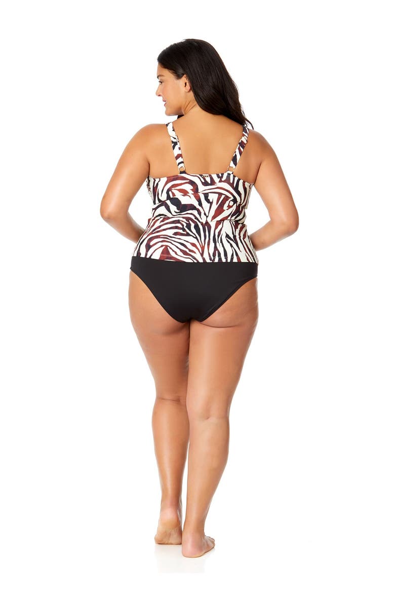 Women's Plus Tiger Dance Ring Front Tankini Swim Top, Alternate, color, Tiger Dance