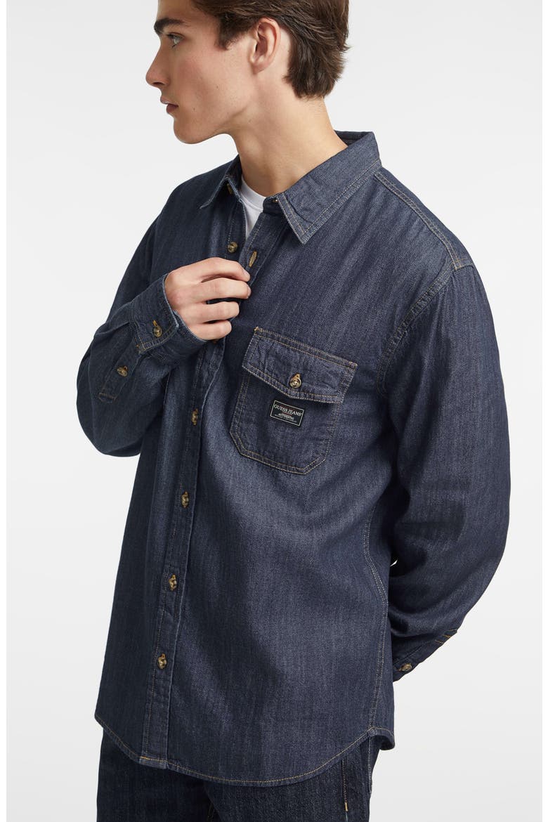 Regular Fit Denim Button-Up Shirt, Alternate, color, NAVY