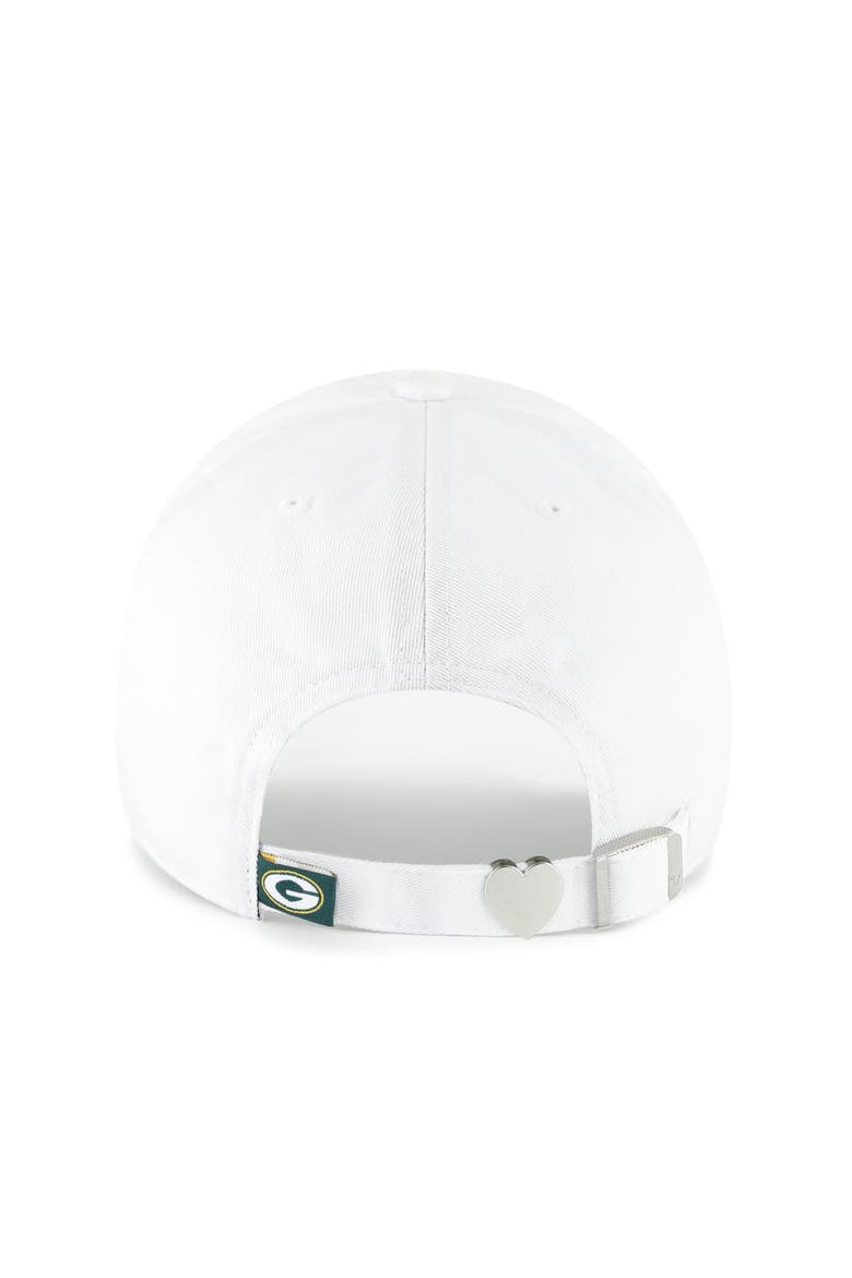 Women's '47  White Green Bay Packers Trendy Script Clean Up Adjustable Hat, Alternate, color, White