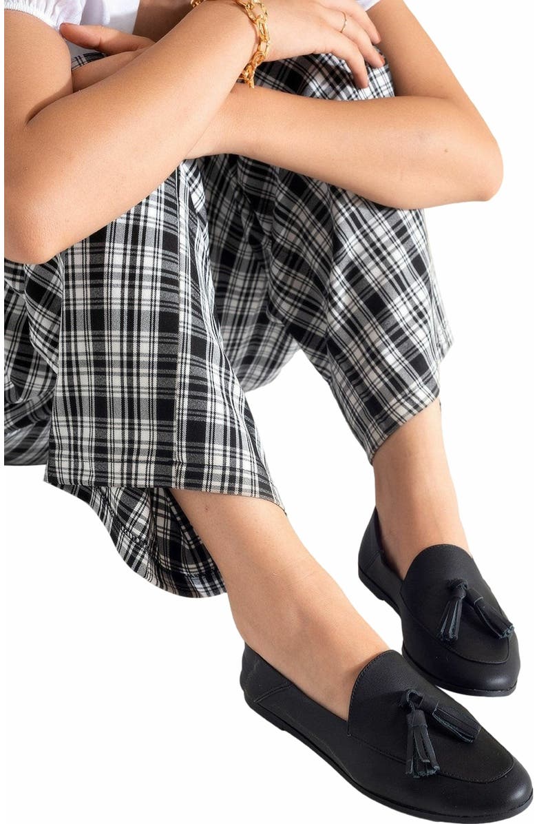 Forever & Always Shoes Mona Soft Leather Tassel Loafer, Alternate, color, Black Leather