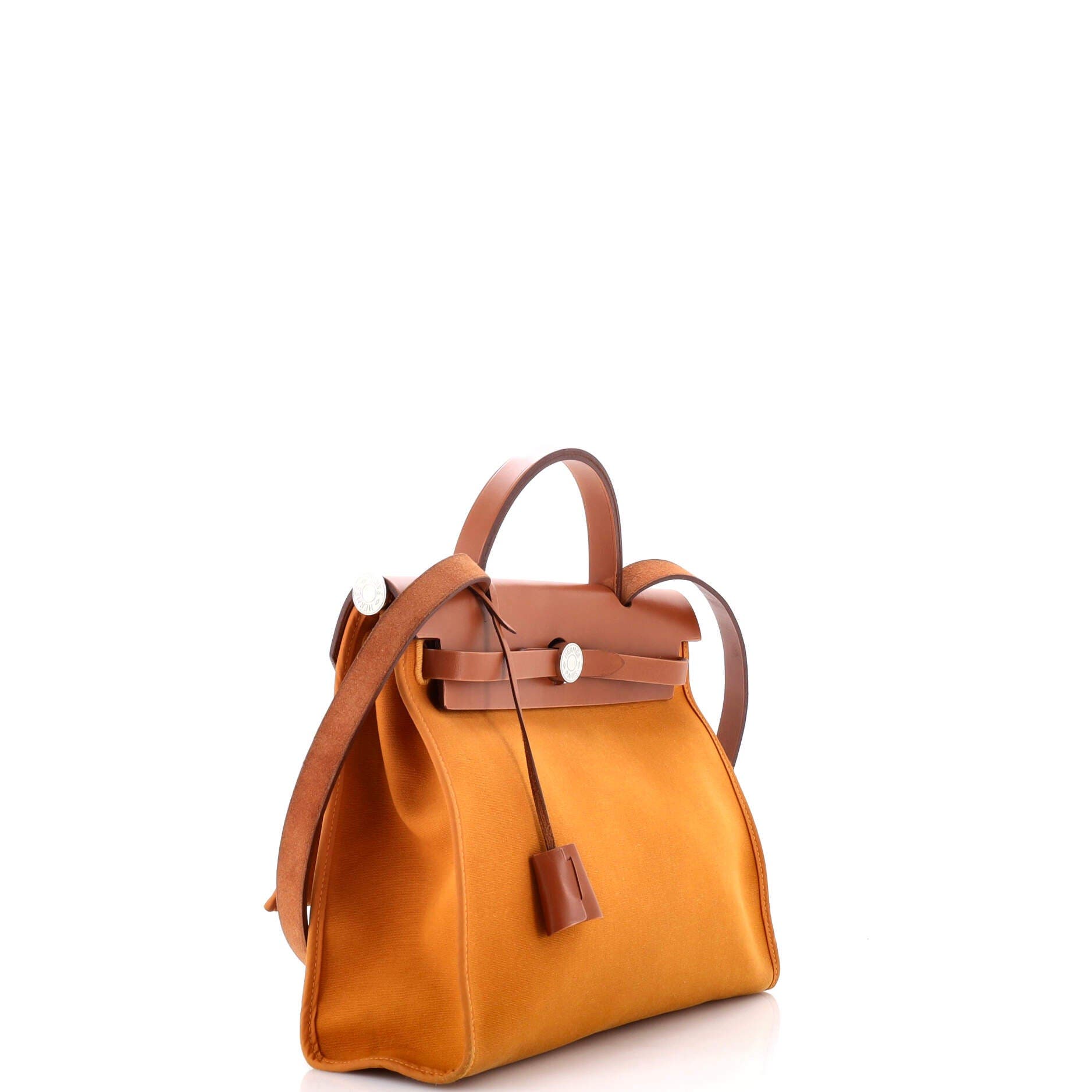 Pre-Owned Hermes Herbag Zip Leather and Toile 31, Alternate, color, Caramel