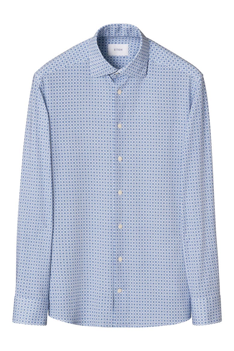 Slim Fit Geo Stretch Jersey Dress Shirt, Alternate, color, MEDIUM BLUE