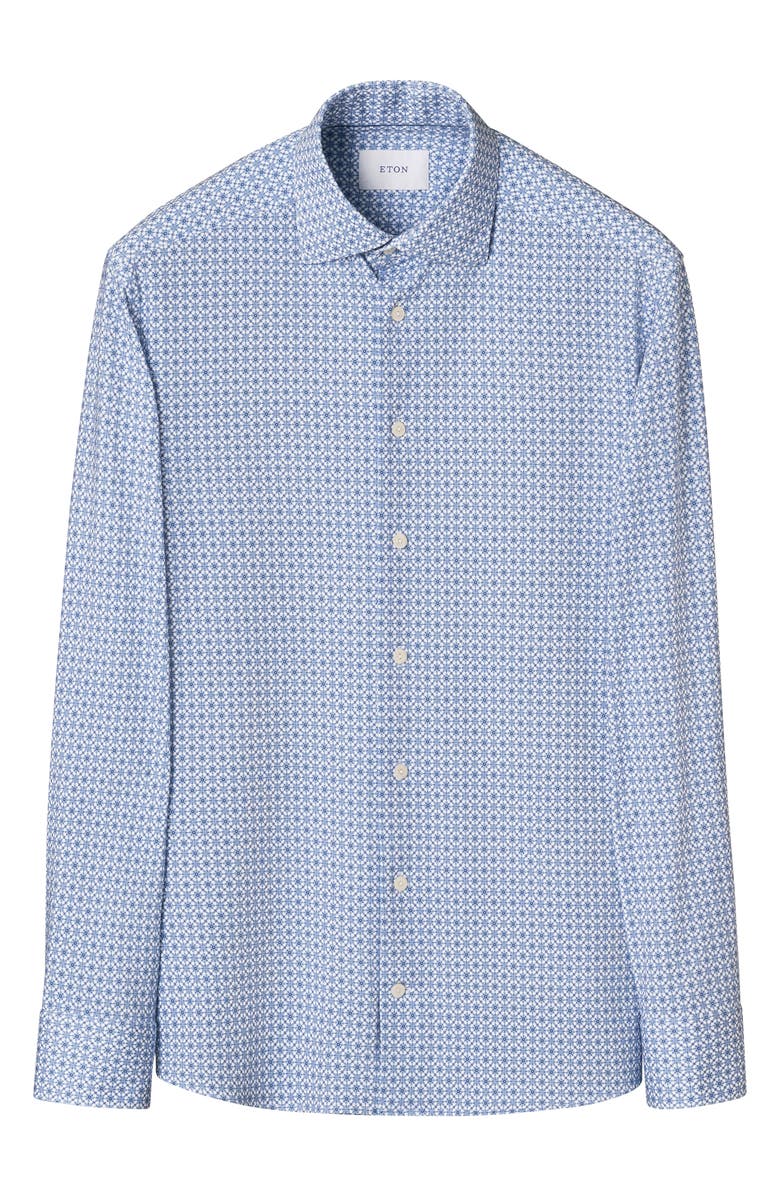 Eton Slim Fit Geo Stretch Jersey Dress Shirt, Alternate, color, Medium Blue