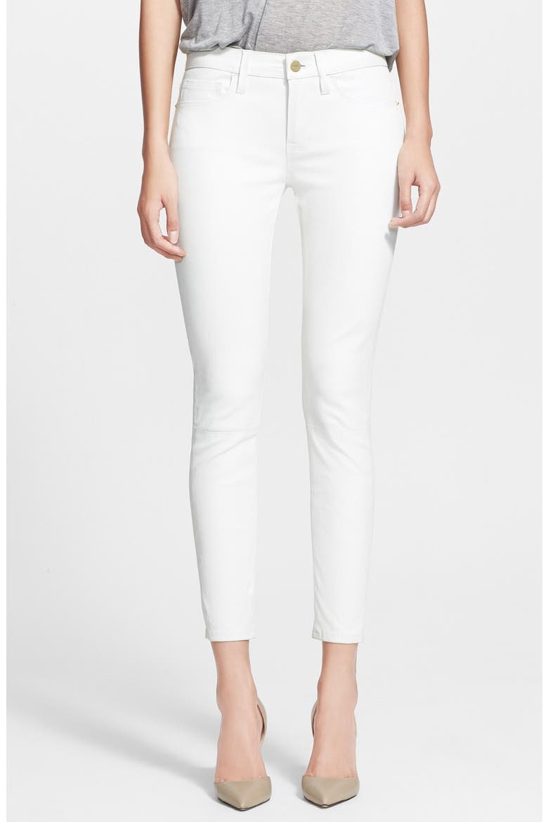 'Le Skinny' Lambskin Leather Pants, Main, color, BLANC