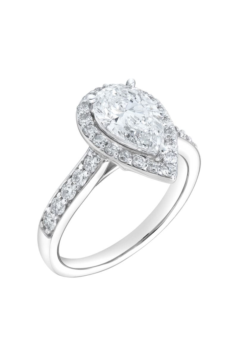 LuvMyJewelry Amani 14K White Gold Pear Lab Grown Diamond Halo Engagement Ring - 2.45 Ct, Alternate, color, 14K White Gold