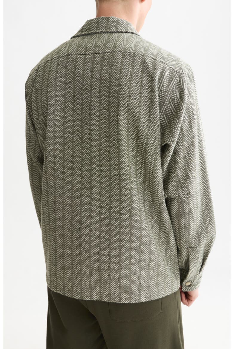 Herringbone Jacquard Relaxed Fit Shirt, Alternate, color, DARK FOREST