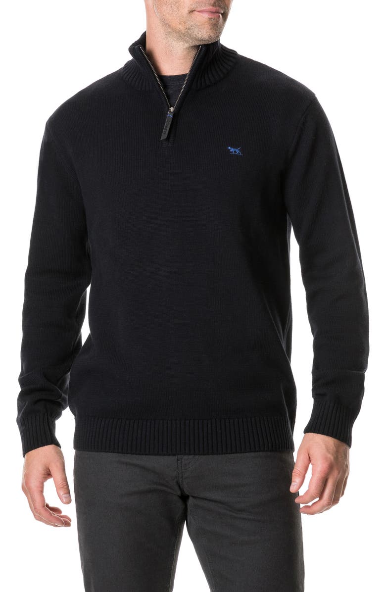 Rodd & Gunn Merrick Bay Quarter Zip Sweater, Main, color, Onyx