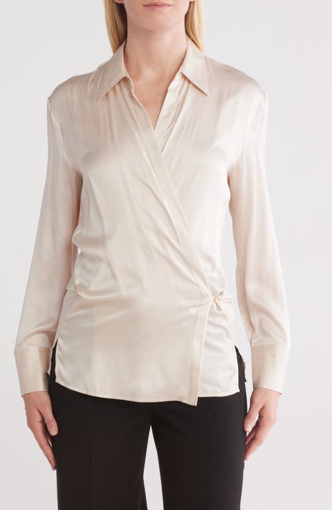 Sora Long Sleeve Silk Wrap Top