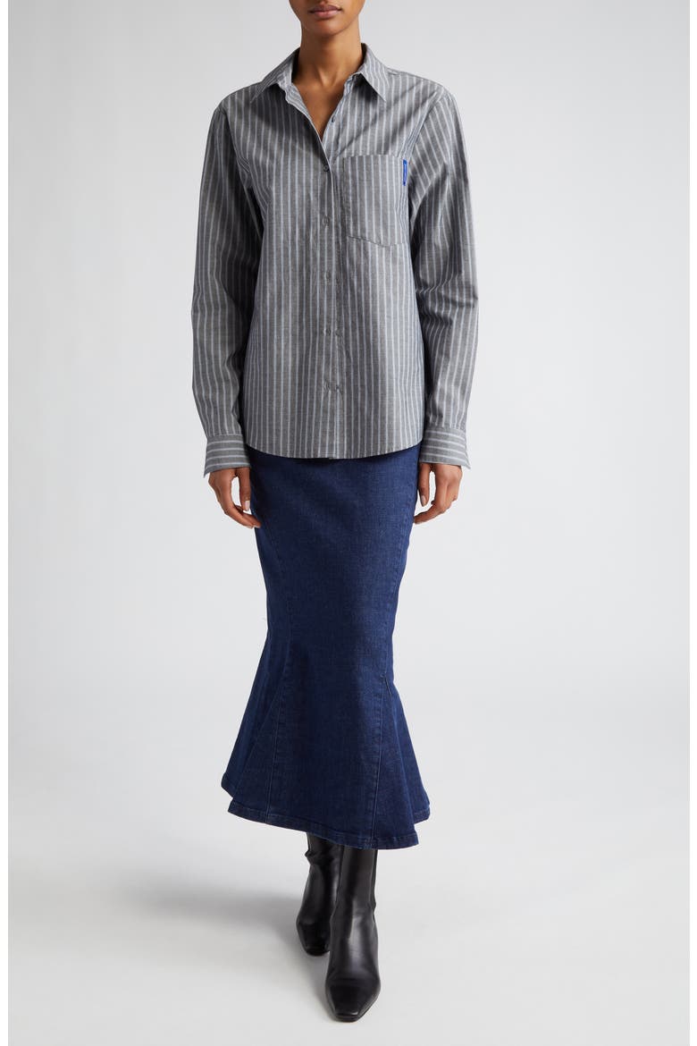 Emanuel Flared Denim Maxi Skirt, Alternate, color, DARK DENIM