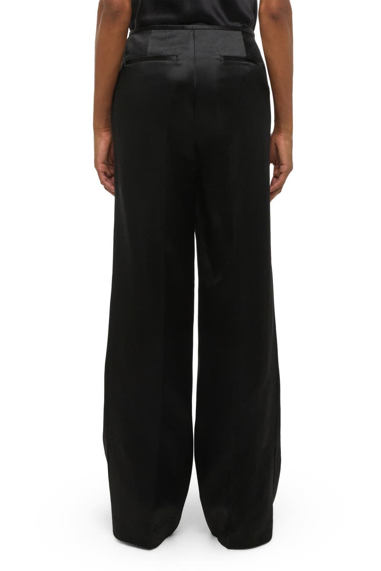 Wide Leg Satin Pants, Alternate, color, BLACK