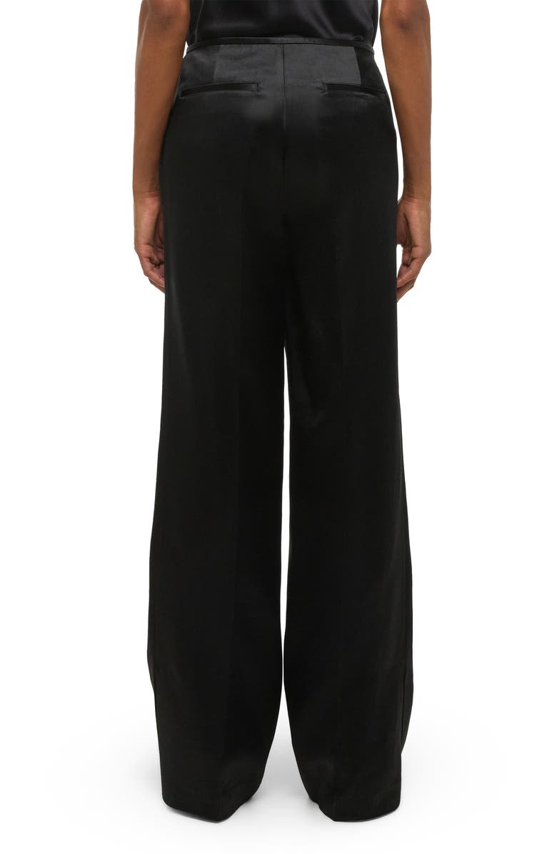 Helmut Lang Wide Leg Satin Pants, Alternate, color, Black