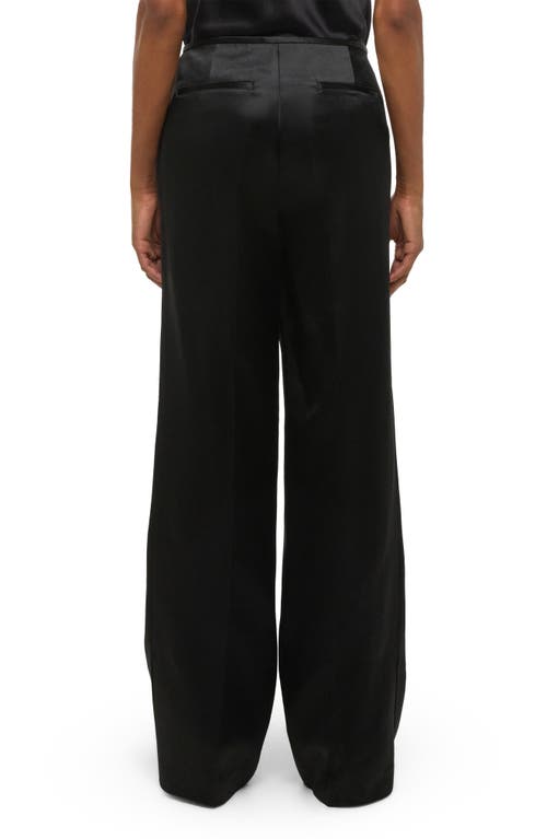 Helmut Lang Satin-trimmed Wool Slim-leg Pants In Black