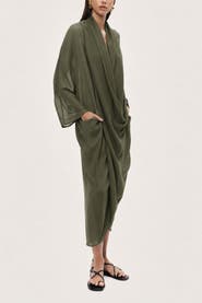 Nocturne Draped Wrap Midi Dress