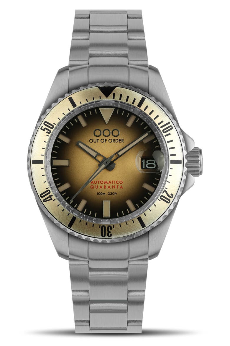 Automatico Quaranta Bracelet Watch, 40mm, Main, color, SAND