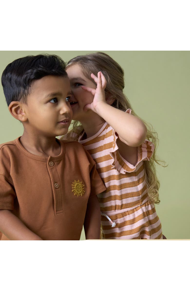 Modern Moments<sup>™</sup> by Gerber Flutter Sleeve Romper, Alternate, color, Rose Stripe