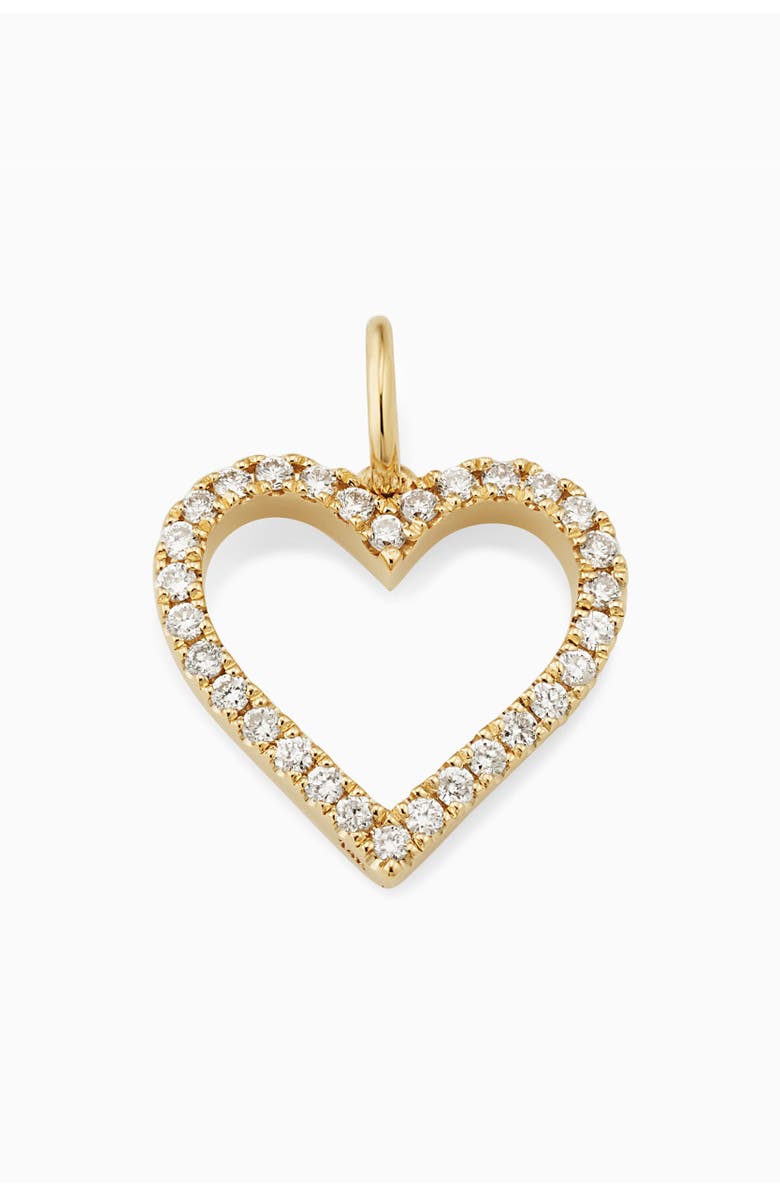 Oradina 14K Yellow Gold Open Heart Diamond Pendant Charm, 25mm, Main, color, Yellow Gold