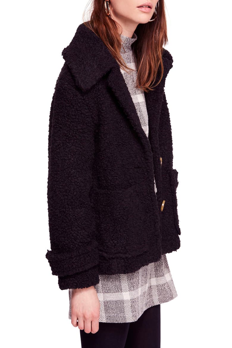 So Soft Teddy Coat, Alternate, color, BLACK