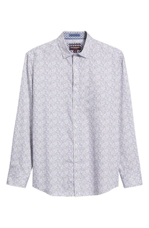 Johnston & Murphy Circle Grid Print Button Down Shirt In Blue/tan