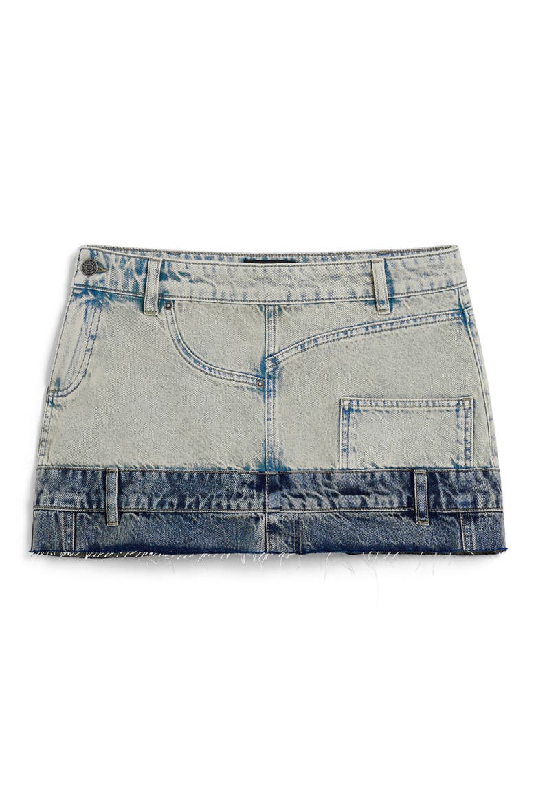 Double Waist Denim Miniskirt, Alternate, color, LIGHT BLUE
