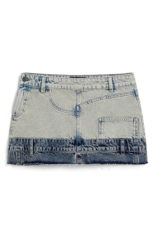 Desigual Double Waist Denim Miniskirt In Blue