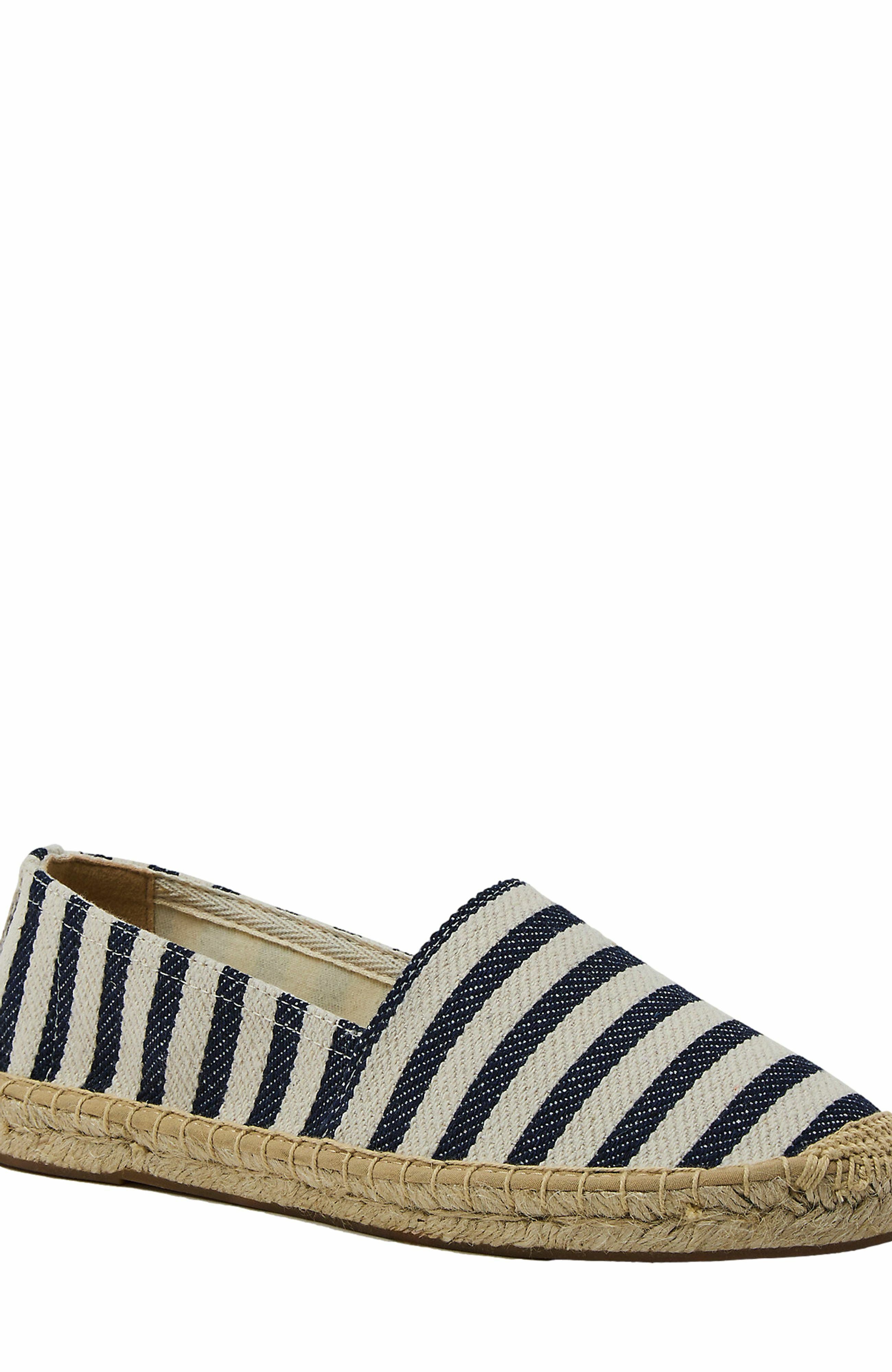 Lands' End Classic Espadrille Flats, Alternate, color, Deep Sea Navy Stripe