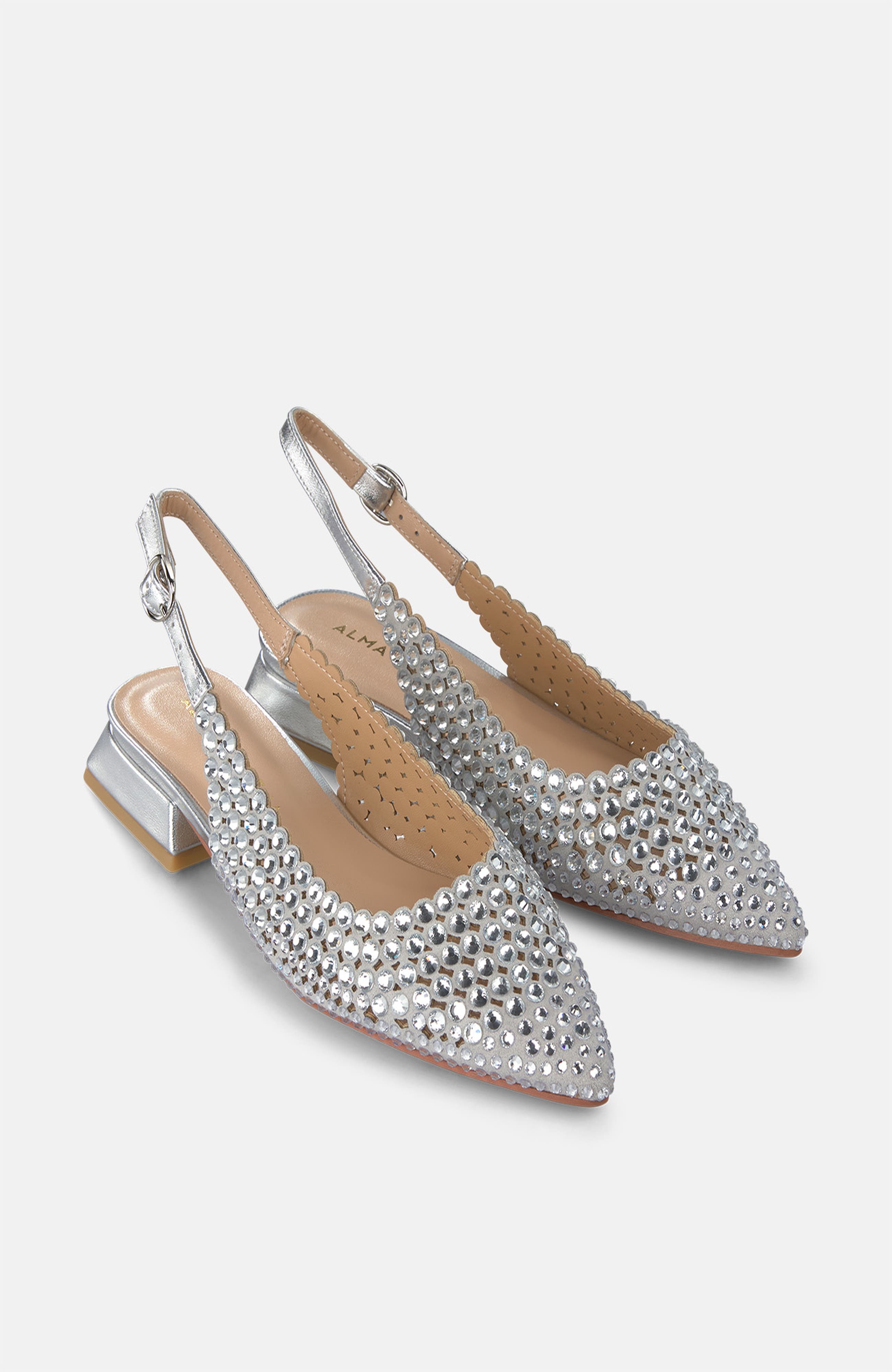 Alma en Pena Flat Shoe Details, Main, color, Metallic Silver
