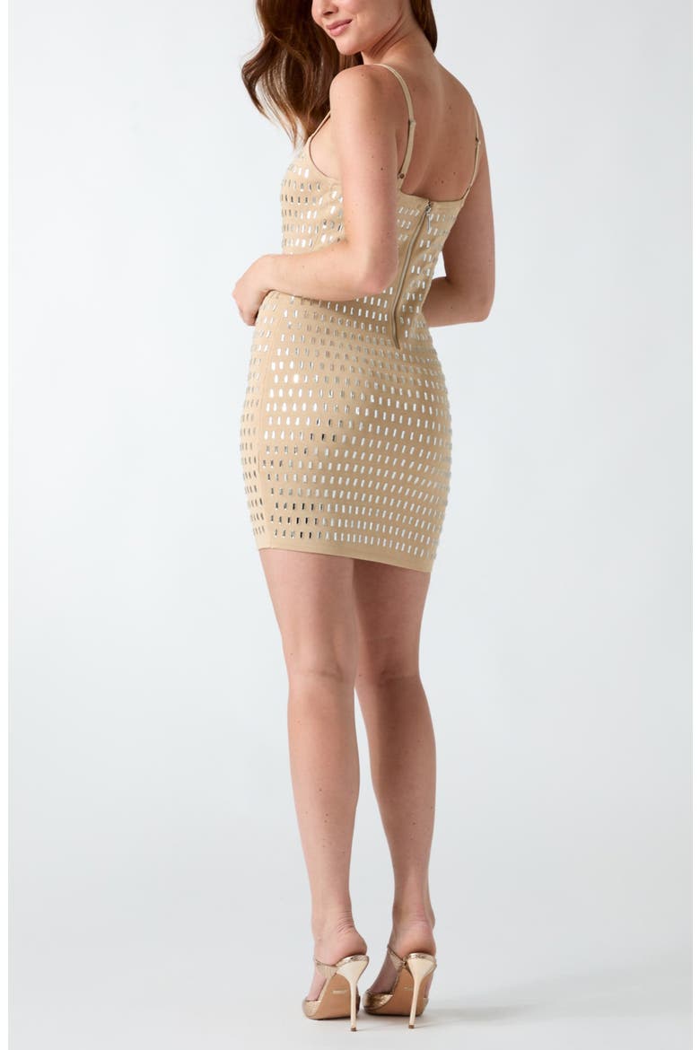 Danni Rhinestone Bodycon Minidress, Alternate, color, BEIGE