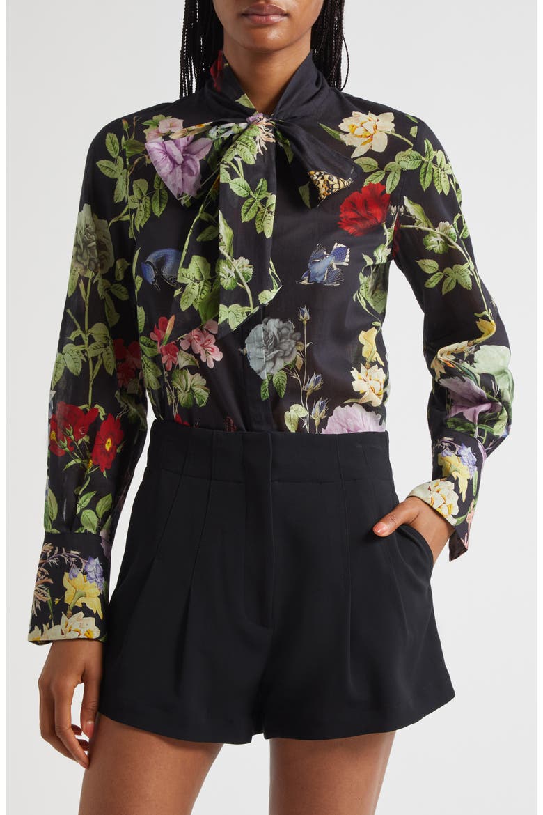 Lloyd Floral Print Tie Neck Top, Main, color, VENUS FLORAL