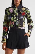 Alice + Olivia Lloyd Floral Print Tie Neck Top