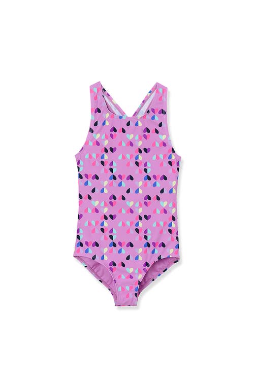 Lands' End Girls One Piece Swimsuit In Pink Hearts