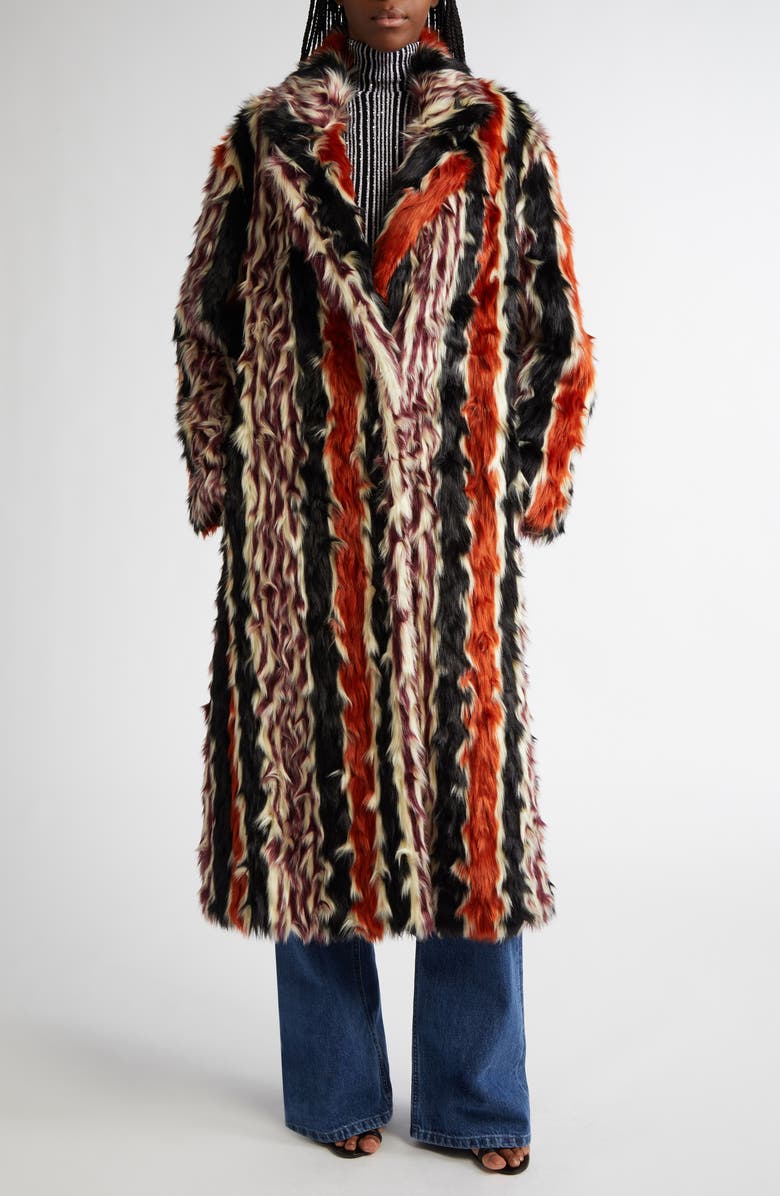 Missoni Stripe Faux Fur Long Coat, Main, color,