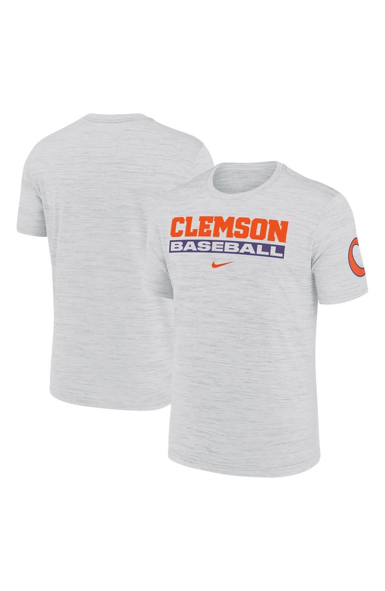 Nike Men's Nike Ash Clemson Tigers Velocity Baseball Wordmark Stack Performance T-Shirt, Main, color, 