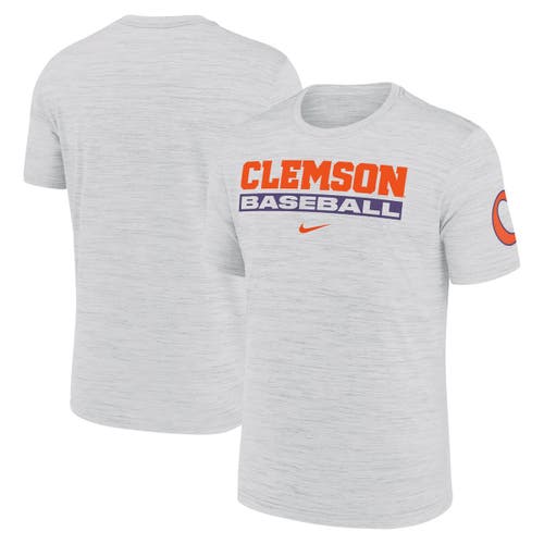 Nike Ash Clemson Tigers Velocity Baseball Wordmark Stack Performance T-shirt