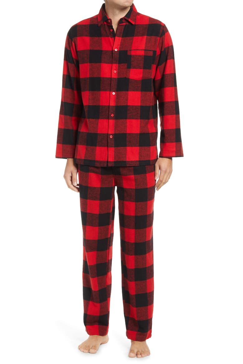 Men's Flannel Family Pajamas, Main, color, RED BLOOM BUFFALO PLAID